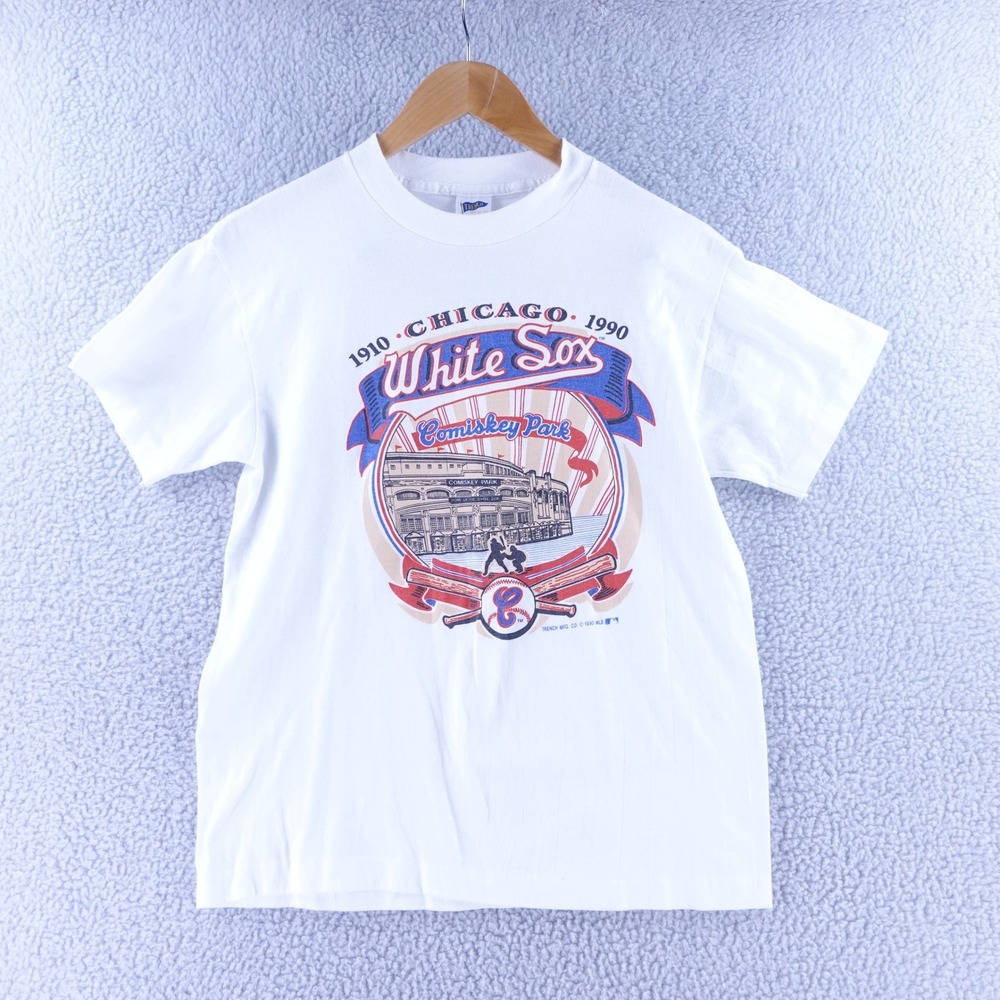 Vintage 1990 Chicago‎ White Sox Comiskey Park Shirt Trench Single Stitch White M